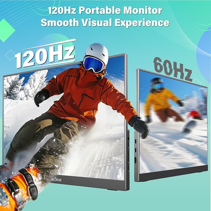 InnoView 16" Portable Monitor 120Hz 2.5K QHD 2160x1600 100% sRGB Laptop Screen Extender | 2 x Type-C & HDMI Portable Monitor for Macbook/Switch/PS5/Xbox(Adapter Excluded) - Image 2