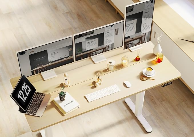Claiks Electric Height Adjustable Standing Desk, 55x24 Inch, Nature | Smooth Height Adjustment, 3 Memory Presets, Cable Management Hub&Hook, Stable Steel Frame, 176lbs Capacity, Easy Assembly - Image 6