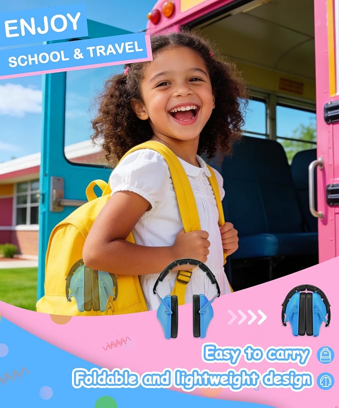ZOHAN 032 Kids Noise Cancelling Headphones - 25dB NRR Kids Ear Protection, Hearing Protection Safety Ear Muffs for School Monster Truck Fireworks Traveling Studying Concerts Autism - Blue - Image 5