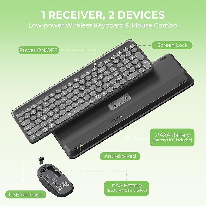 seenda CTU-301 Bluetooth Keyboard and Mouse Combo for iPad,Black | Bluetooth+2.4G combo with tablet holder, full-size keys and quiet clicks for iPad, iPhone, Mac, Windows and Android. - Image 5