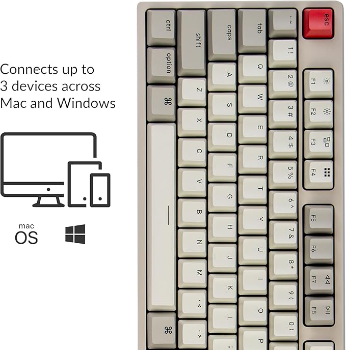 Keychron C2 Full Size Wired Mechanical Keyboard Compatible with Mac, Keychron Brown Switch, 104 Keys ABS Retro Color Keycaps Gaming Keyboard for Windows, USB-C Type-C Braid Cable - Image 2