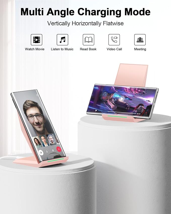NANAMI Wireless Charger - Wireless Charging Stand Compatible with iPhone 17/17 Air/16/15/14/13/12/11 Pro, 10W Phone Charger Dock Desktop Charging for Samsung Galaxy S26/S26+/S25/S24/S23/S22/S21/S20 - Image 4