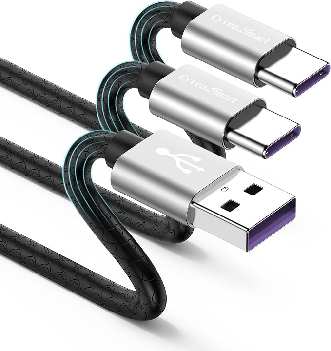USB Type C Cable 3ft [2 Pack], Compatible with Samsung Galaxy S9 S10 S8 Plus Charger Cord(3A Fast Charging), TPE USB C Type Charger Cable,USB A to Type C for iPhone 15/15 Pro Max Samsung A32/A20/A51 by CyvenSmart