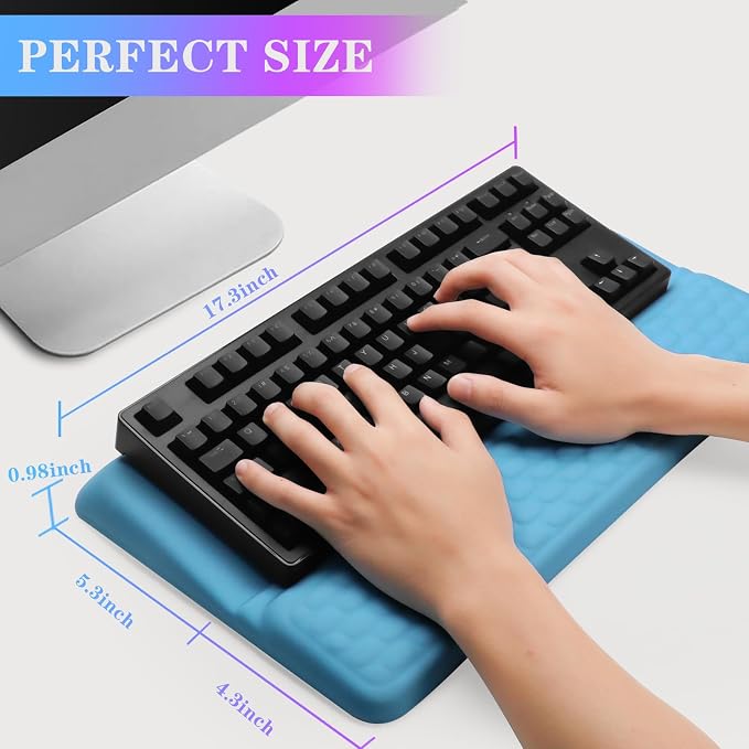 Computer Keyboard Stand with Wrist Rest, Ergonomic Tilted Keyboard Holder - Keyboard Riser with Wrist Pad - Keyboard Tray Support for Office Home - Blue - Image 6