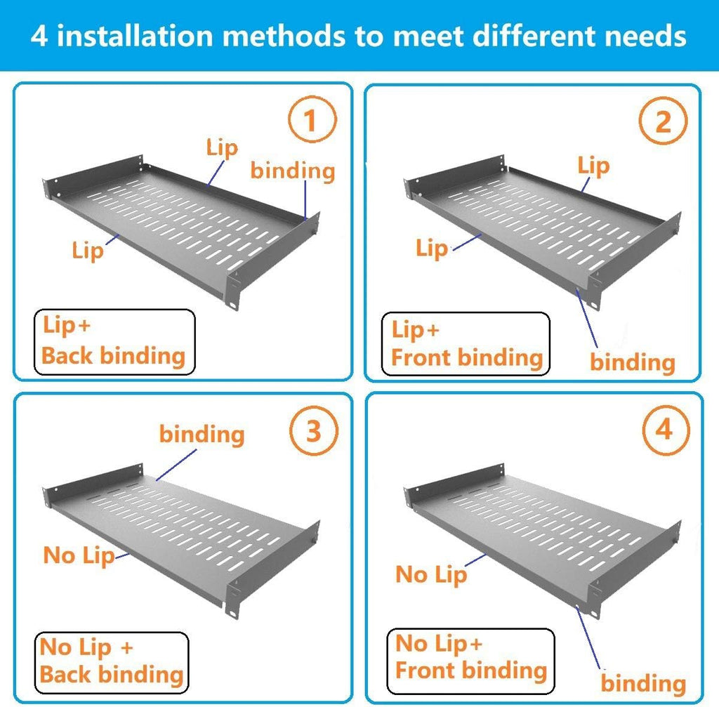 1U Vented Cantilever Server Rack Mount Shelf 10" Depth (Pack of 2) - Image 3
