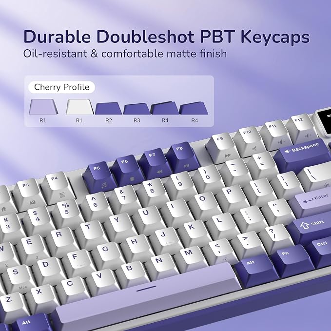 RK ROYAL KLUDGE S104 Wireless Mechanical Keyboard with Screen & Metal Knob | 101 Keys Full Size Top Mount RGB Gaming Keyboard, 8000mAh Battery, Tri-Mode BT/2.4GHz/USB-C, Hot Swap Custom Linear Switch - Image 9