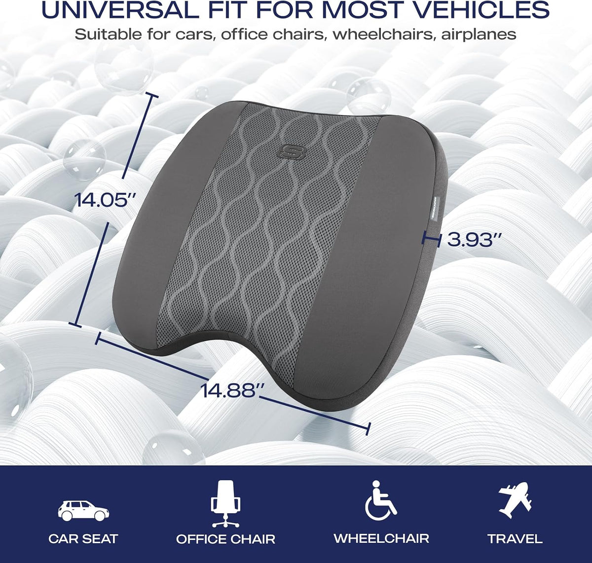 Skechers Seat Cushion, Air-Cooled Memory Foam for Office Chair and Car,Grey - Image 5