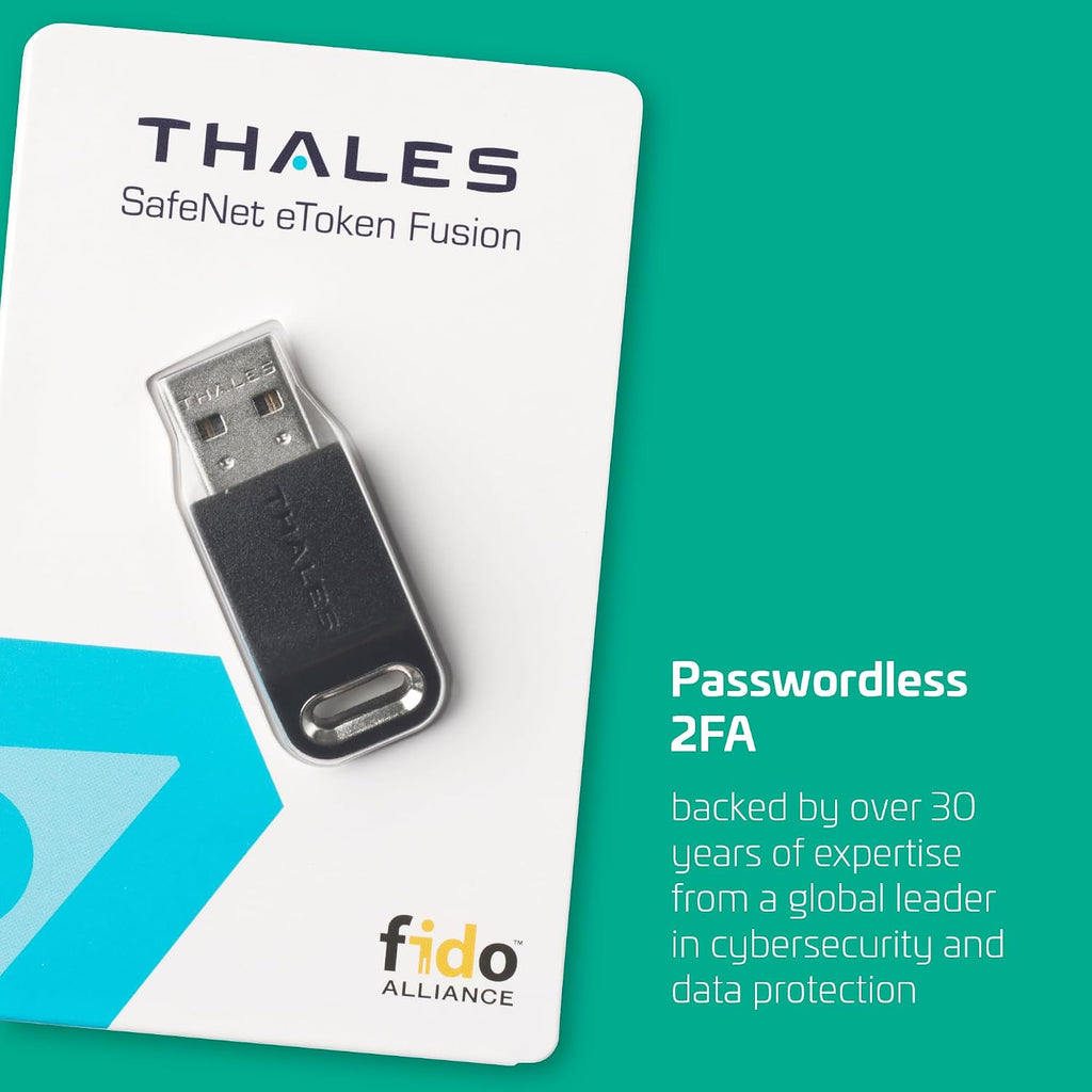 Thales - SafeNet eToken Fusion - Phishing-Resistant FIDO2 Certified Security Key for Digital Certificates or Web Apps & Desktop Authentication - USB-A - Pack of 1 - Image 3