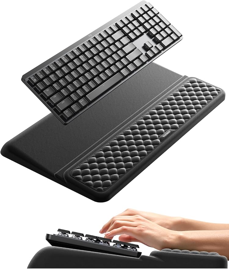Vaydeer Wrist Rest with Keyboard Stand, Computer Wrist Support Pad, Ergonomic Keyboard Riser Holder Lifter Tray with Wrist Pad, Soft Memory Foam Desk Cushion, Palm Hand Typing for Office Home School by Vaydeer