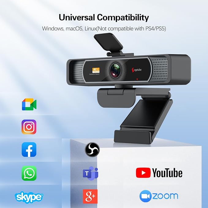 Angetube Wide Angle 4K Webcam for PC, 120° FOV Video Conference Web Camera | PDAF Autofocus, 2 Noise-Cancelling Mics, 1080P@60FPS, Auto Light Correction, USB-A/C, Privacy Cover, for Mac Laptop Desktop - Image 7