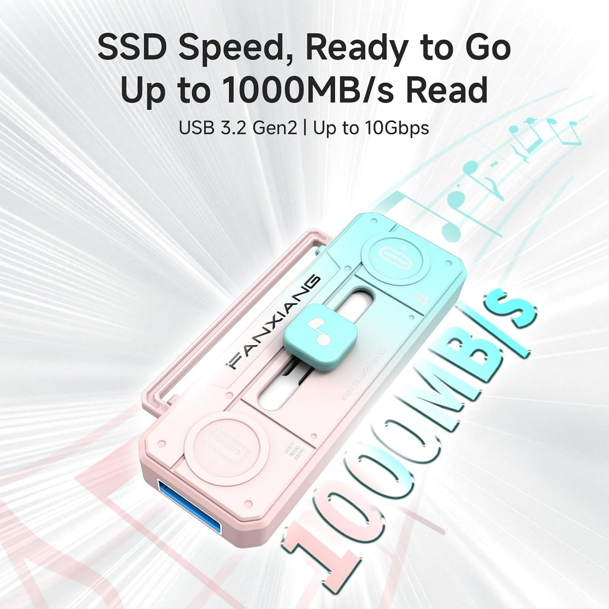 512GB External SSD USB Drive, Up to 1000MB/s USB-C & USB-A Portable SSD - Image 4