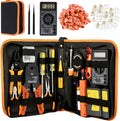 LEATBUY Network Crimp Tool Kit for RJ45/RJ11/RJ12/CAT5/CAT6/Cat5e/8P, Professional Crimper Connector Stripper Cutter, Computer Maintenance Lan Cable Pliers Tester Soldering Iron Set (Black), DUW-24D1 by LEATBUY-TECH