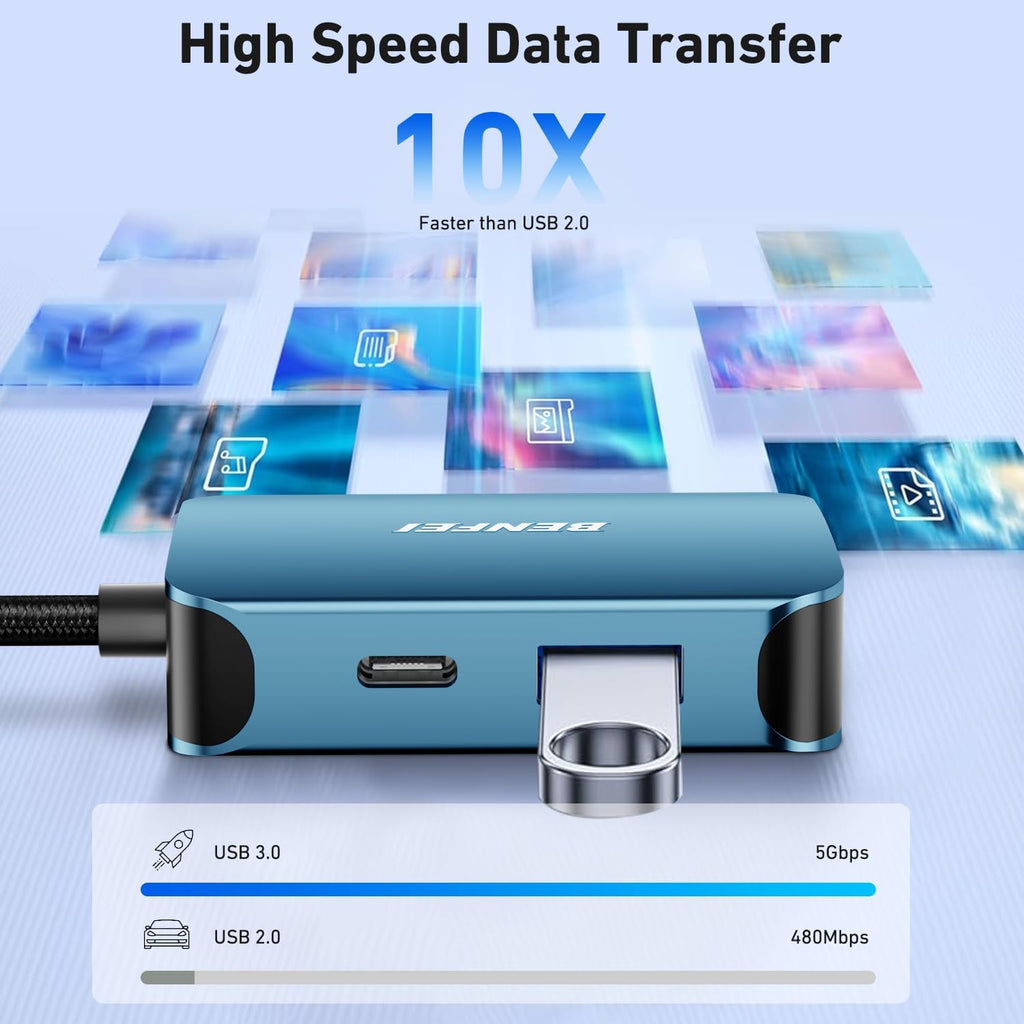 BENFEI USB C HUB 4in1, USB Type-C to HDMI VGA Adapter,USB C to USB Adapter - Image 4