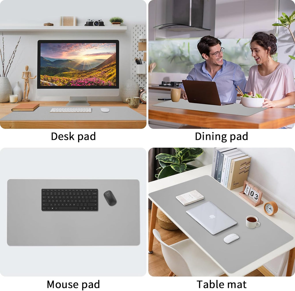 Large Desk Pad, Grey Desk Mat, Desk Pads on Top of Desks, Computer Mat Non-Slip, Desk Blotter Waterproof, Easy to Clean - Light Grey (31.5 x 15.7 Inches) - Image 5