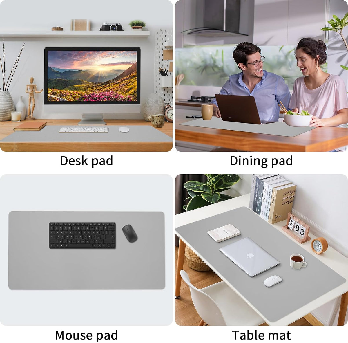 Large Desk Pad, Grey Desk Mat, Desk Pads on Top of Desks, Computer Mat Non-Slip, Desk Blotter Waterproof, Easy to Clean - Light Grey (31.5 x 15.7 Inches) - Image 5