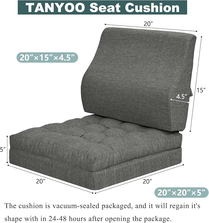baibu Memory Foam Recliner Cushions with Lumbar Support Pillow Set for Elderly, 20x20x5 Inch Dual-Layer Non-Slip Recliner Seat Cushion & Back Support Pillow for Reduce Hip & Lumbar Pain, Dark Grey - Image 3
