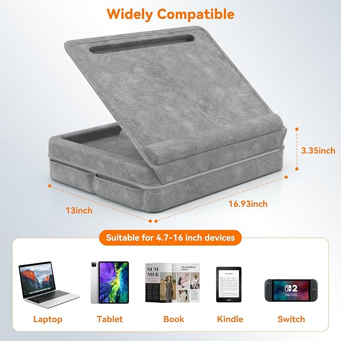 KDD Laptop Lap Desk with Cushion, Laptop Table with Storage for Bed & Sofa, Adjustable Lap Pillow Stand with Anti-Slip Strip & Cell Phone/Tablet Slot for Home Office College - Image 8