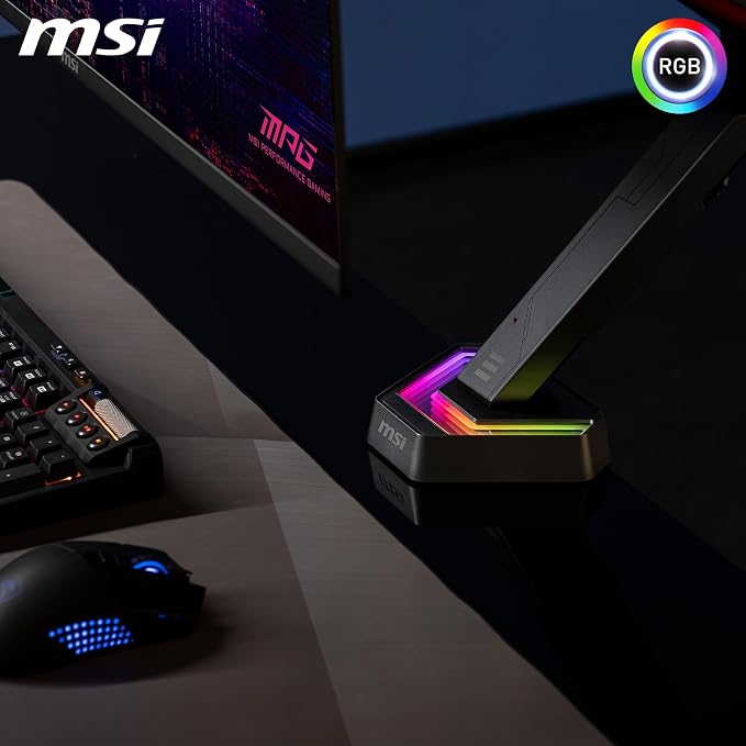 MSI MPG MT161R - Premium RGB Single Monitor Stand Arm, Supports 17-45" Screens and 35.2 lbs, VESA Compatible, Adjustable Spring Assisted Mount, Clamp & Grommet, Quick Release Plate - Black - Image 8
