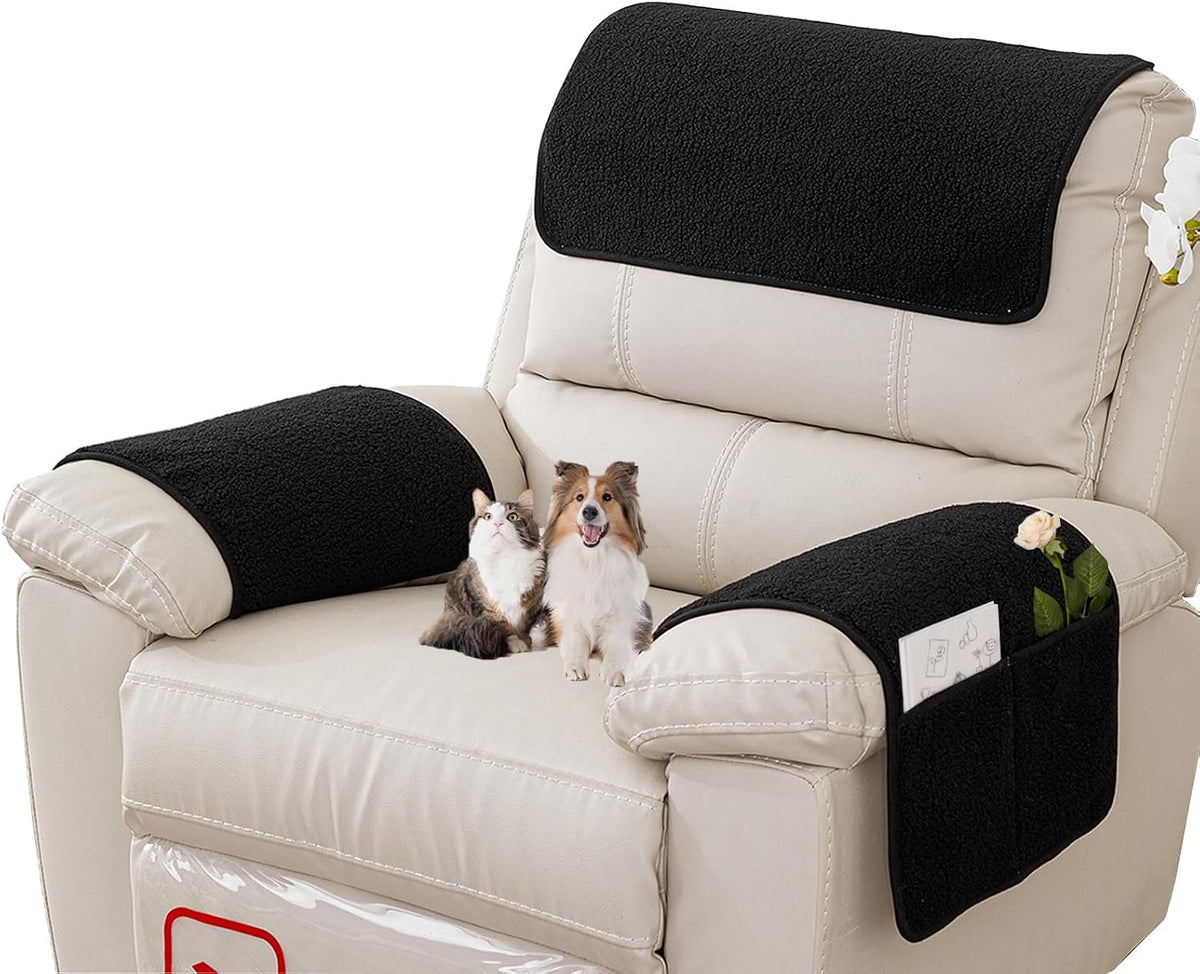 Armrest Covers for Recliner set of 3 Couch Arm Covers with Pockets for Sofa by Obliqwin