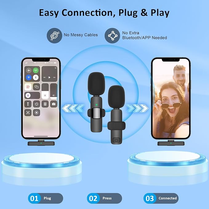 MAYBESTA Wireless Mini Microphone for iPhone Android Phone: Lavalier Lapel Recording Mic for Tiktok YouTube Podcast Interview(Dark Black) - Image 4
