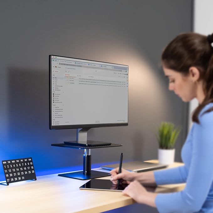 VIVO Universal Height Adjustable Ergonomic Computer Monitor and Laptop Riser Tabletop Desk Stand, Black, STAND-V000SB - Image 2