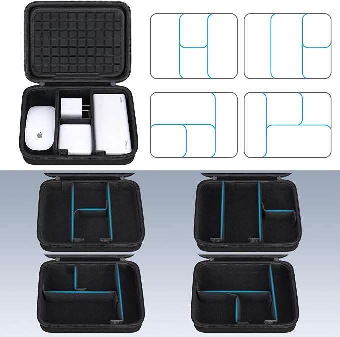Lacdo Hard Travel Electronic Organizer Case for MacBook Power Adapter Charger, Cables, Cords, Apple Pencil, Mouse, Power Bank, USB Flash Disk, SD Cards EVA Protective Portable Accessories Bag, Black - Image 3