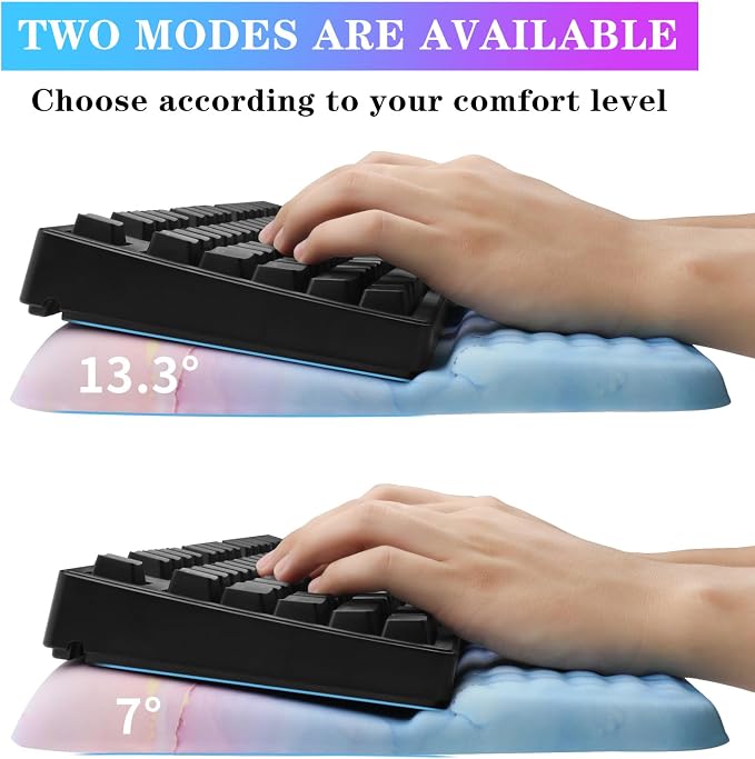 Computer Keyboard Stand with Wrist Rest, Ergonomic Tilted Keyboard Holder - Keyboard Riser with Wrist Pad - Keyboard Tray Support for Office Home - Aqua Marble - Image 2