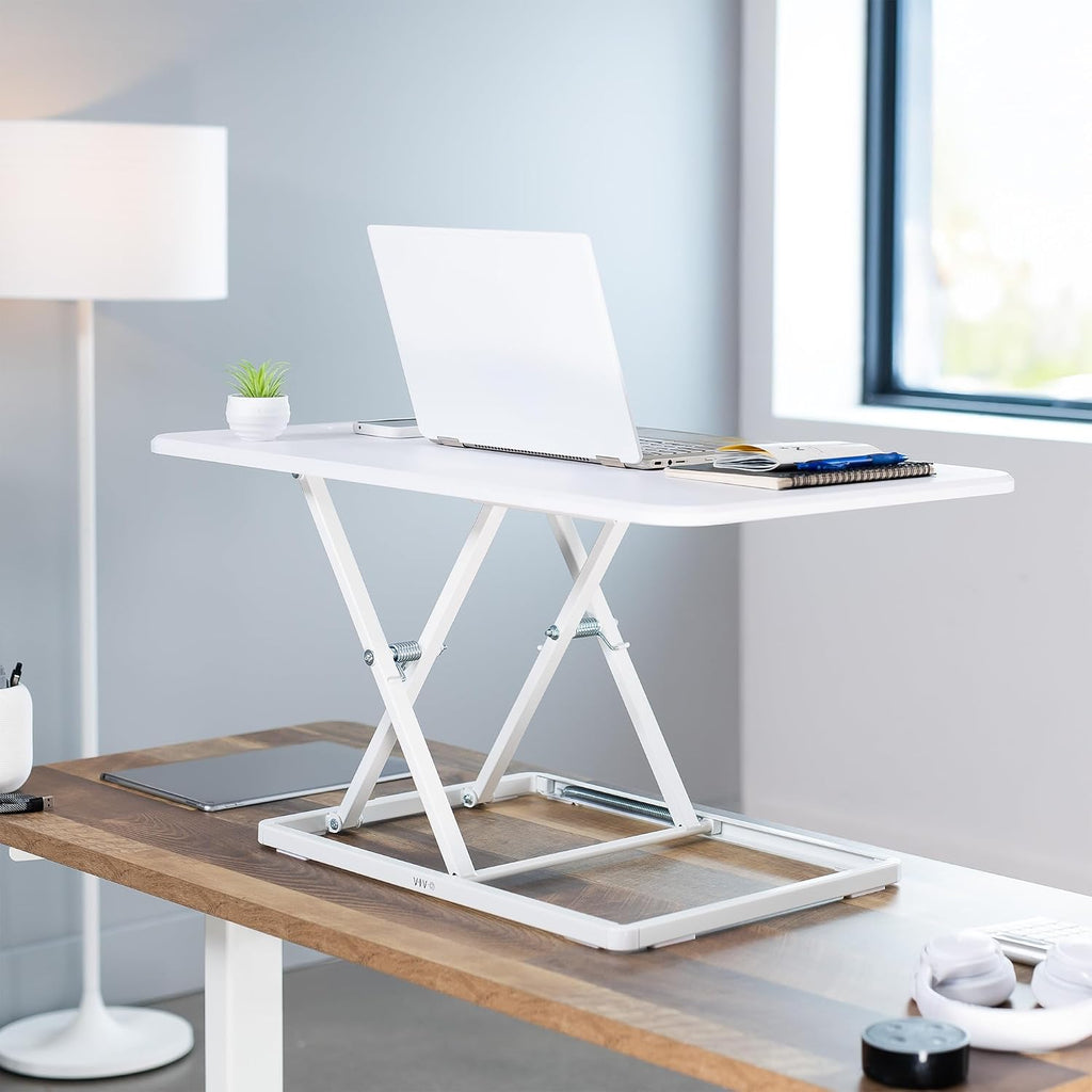 VIVO Single Top Standing Desk Converter, 32" White Top - Image 9
