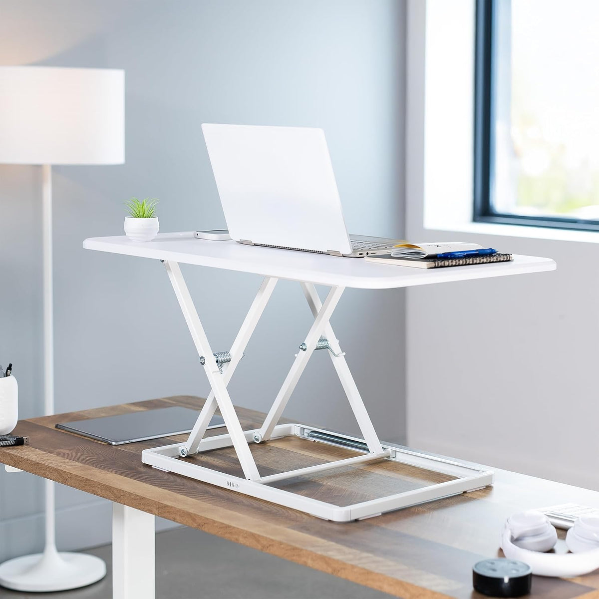 VIVO Single Top Standing Desk Converter, 32" White Top - Image 9
