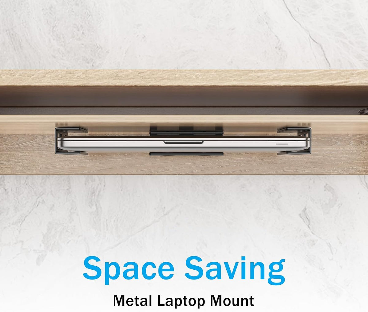 3 PCS Under Desk Laptop Mount with Anti-Scratch Silicone Pad Under Desk Holder Mount Shelf for Laptop Keyboard Storage（1 Pack） - Image 2