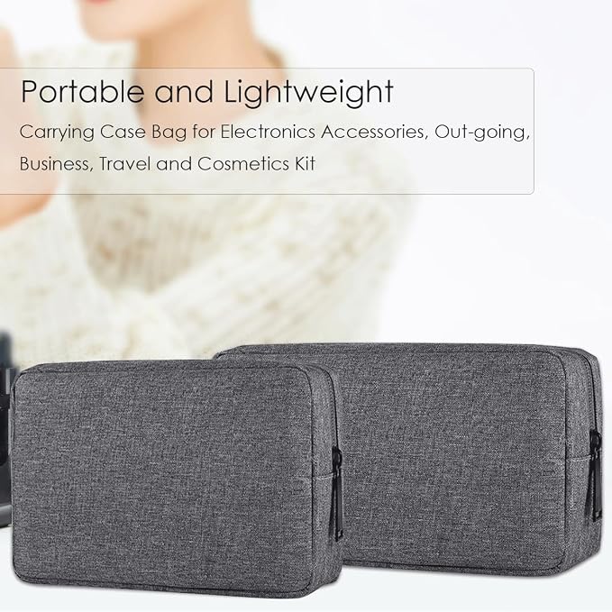 CAAORDKSO Electronics Organizer Travel Case, Travel Cable Organizer Pouch Electronic Accessories Carry Case Portable Waterproof Storage Bag for Hard Drive, Cord, Charger, Mouse (Small+Big, Dark Gray) - Image 3