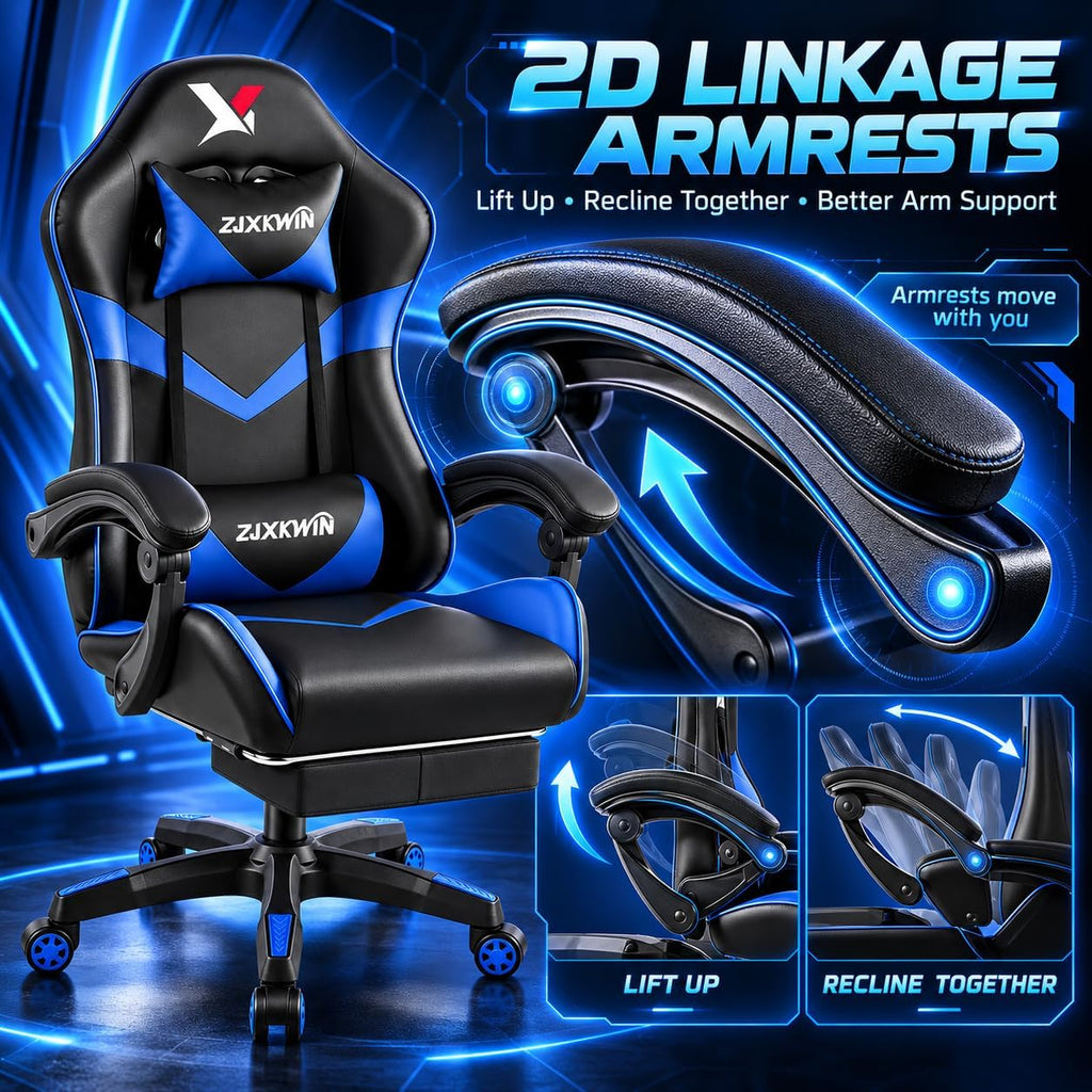 Ergonomic Gaming Chair for Adults, 21" Wide Memory Foam Seat & Footrest - Image 7