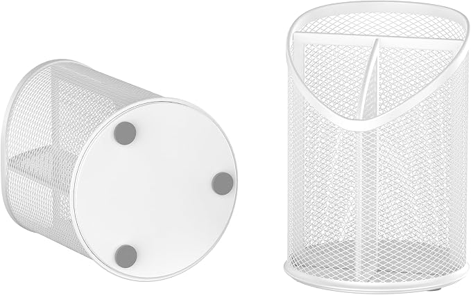 Delifox 2 Pack Pen Holder Mesh Round Pencil (White) - Image 3