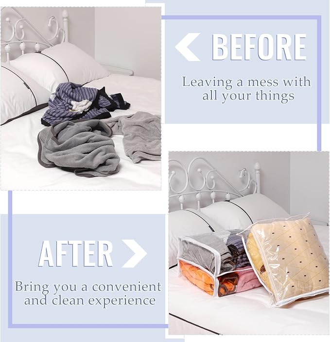 Shappy 6 Packs Clear Plastic Storage Bags with Zipper, 16 X 14 X 4 Inch | Sweater Bags, Moth Proof Protection, Vinyl, For Blankets Clothes Bed Sheet Comforters Pillows Quilt Closet Linen Organizer - Image 5