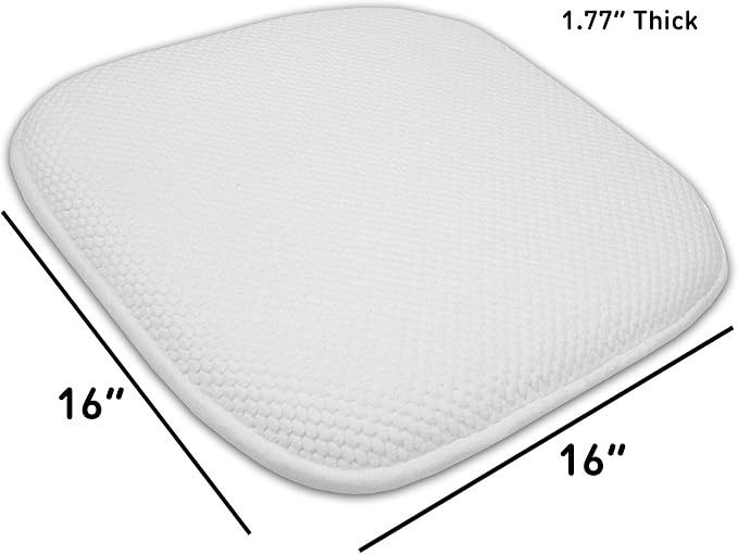 Sweet Home Collection Cushion Memory Foam Chair Pads Honeycomb Nonslip Back Seat Cover 16" x 16", 2 Pack, White - Image 4