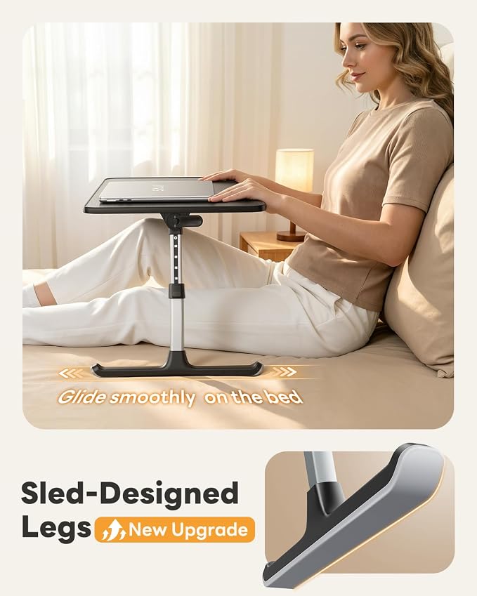 Laptop Desk for Bed, SAIJI Lap Desks Bed Trays for Eating Writing | 5 Heights, 4 Angles, Stable Folding Table for Bed Sofa Desk, Suitable for Laptops up to 17 Inches (60 x 33 cm Black) - Image 3