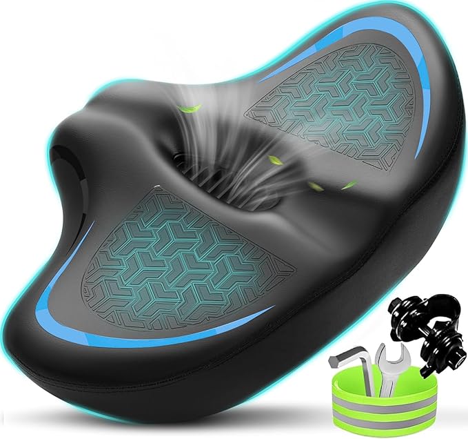 Noseless Bike Seat Cushion for Men & Women - Extra Padding & Comfort Wide Bicycle Seat, Oversized Comfortable Saddle for Peloton Bikes, Exercise Bikes, Electric Bikes, Cruiser Bikes by Moreergonomicoversizedbikeseat