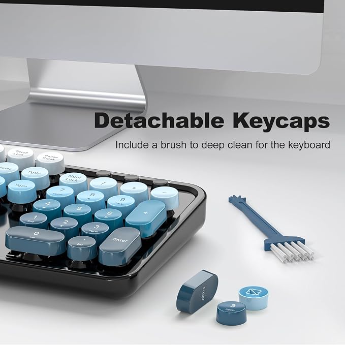 MOFII Wireless Keyboard and Mouse Combo, 2.4GHz Retro Typewriter Keyboard Full Size, Cute Wireless Mice, USB Dongle Plug and Play, for Laptop, PC, Desktop, Windows (Black Blue Gradient Color) - Image 5