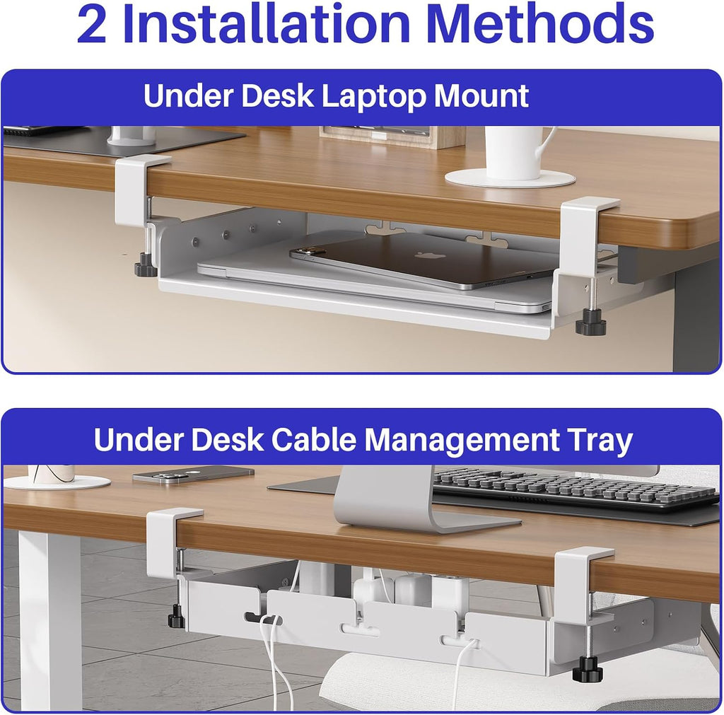 BYMECOST No Drill Under Desk Laptop Mount, Metal Under Desk Storage Shelf - Image 6