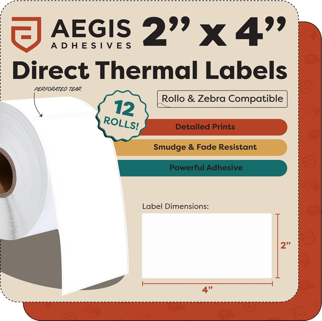 2" X 4" Direct Thermal Printer Labels (4200 Count, 12 Rolls) - Image 2