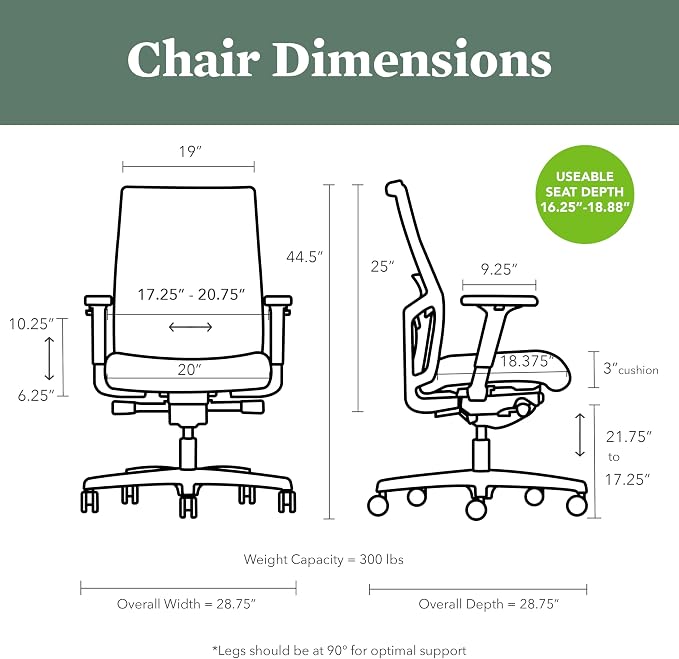HON Ignition 2.0 Ergonomic Office Chair, Lumbar Support, Desk Chair, Iris | Upholstered ergonomic office desk chair with lumbar support, adjustable arms, office decor, advanced tilt for comfort - Image 2