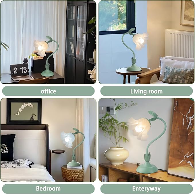 Women Bedside Table Lamps for Bedroom, Cute Flower Desk Lamp With Adjustable Flexible Gooseneck, 3 Color Temperatures Nightstand Lamp with E26 LED Bulbs, Floral Lamp for Living Room, Office ,Reading - Image 8