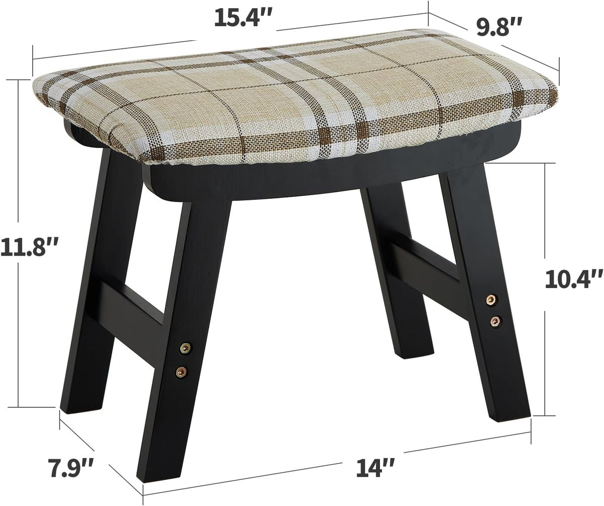 Foot Stool Ottoman Foot Rest Under Desk,Small Stool for Living Room, Bedroom and Kitchen (Black Legs - Stripes Stool Surface) - Image 2