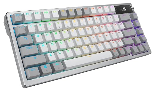 ASUS ROG Azoth Wireless Mechanical Gaming Keyboard – 75% TKL, Tri-Mode Connectivity, Hot Swappable Pre-lubed ROG NX Storm Clicky Switches, PBT Keycaps, RGB, OLED Display, PC/Mac Support - White - Image 4