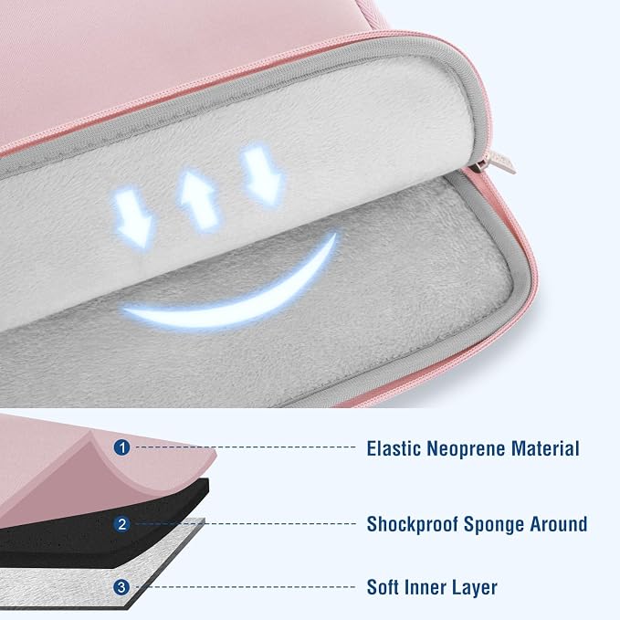 MOSISO Laptop Case 18.5 inch, 18-18.5 inch Laptop Sleeve with Small Case | Compatible with ASUS Gaming Monitor HP Dell Lenovo Notebook, Neoprene Computer Sleeve Bag, Baby Pink - Image 3
