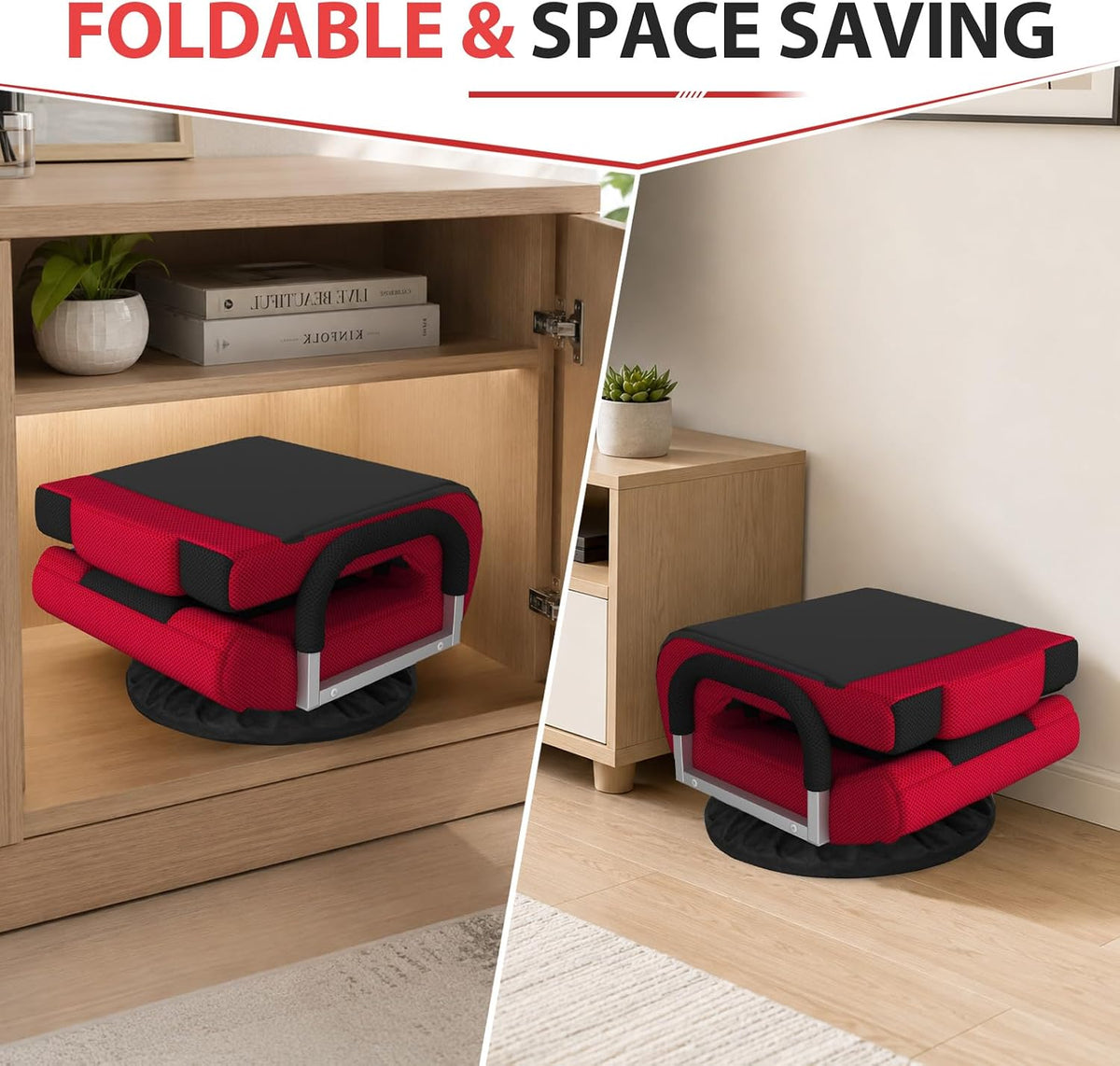 HOPERAN 360° Swivel Floor Gaming Chair, 6 Position Foldable Floor Chairs - Image 5