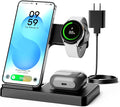 3-in-1 Charging Station for Samsung, Foldable Wireless Charger Stand | Android Phone and Watch Charger for Samsung S26/S25/S24/S23/S22/S21, Note 20/10, Z Fold 6/5, Galaxy Buds and Watch-Black by SMILESTATION
