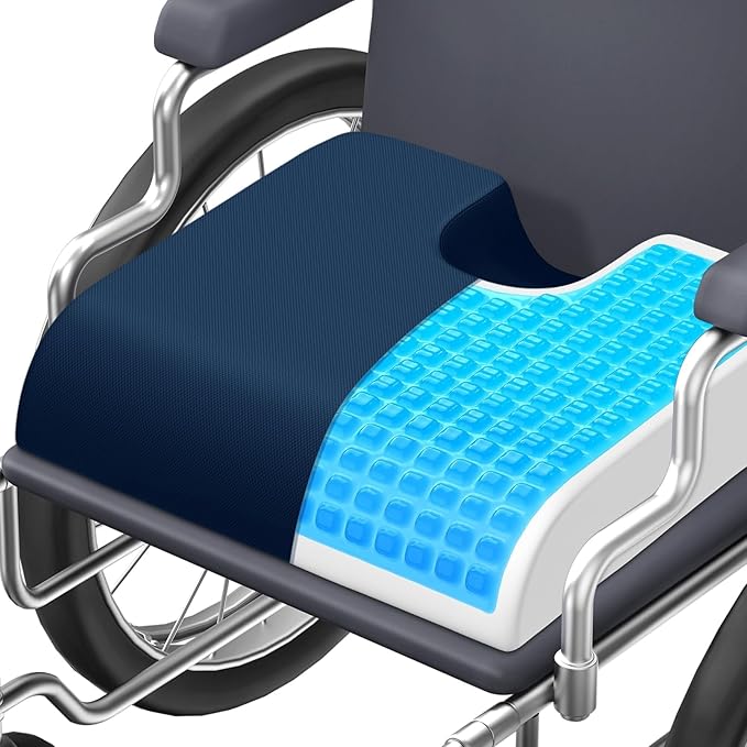 TranquilMoments Seat Cushion, Gel Wheelchair Seat Cushion, Blue | Wheelchair Seat Cushion Cooling Gel Memory Foam, Tailbone Pain Relief & Non - Slip Bottom Chair Cushion by Unknown