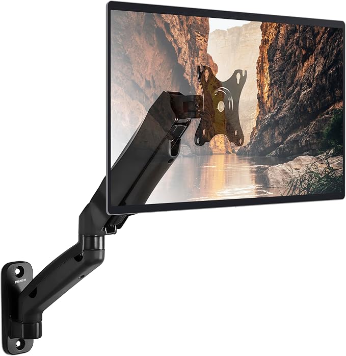 Mount-It! Monitor Wall Mount Arm, Full-Motion Gas Spring, Fits 13–32″ Screens up to 14.3 lbs, VESA 75x75 & 100x100, Tilt Swivel Rotate, Single-Stud Wall Mounted Computer Monitor Arm, RV Compatible by Mount-It