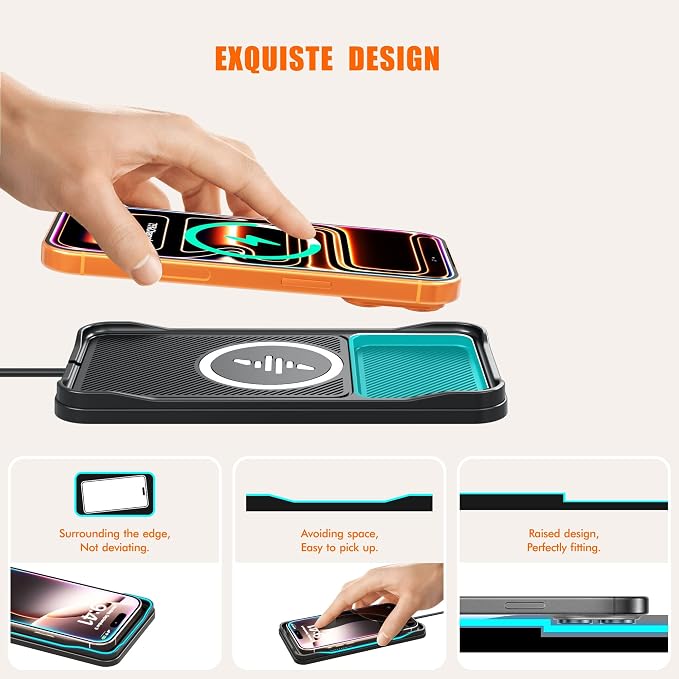Wireless Car Charger Pad for iPhone 17/16/15/14/13/12 Pro & Samsung, Non Slip Wireless Charging Pad for Car Dashboard Console, USB A Phone Charger for Vehicle Commute Travel, Fits Small Phones - Image 4